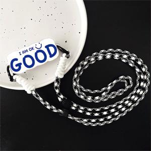 TEMU 블루 GOOD 물결 패턴 휴대폰 케이스, 조절 가능한 스트랩으로 크로스바디 또는 목걸이 방식으로 착용 가능, 탈부착 가능, 야외 활동에 적합, Apple, Samsung, Xiaomi, Huawei, Google 대부분 모델 호환