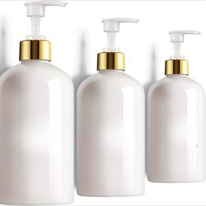TEMU 3개 세트 500ml/16.9온스 리필 샴푸 및 컨디셔너 병, 플라스틱 프레스 펌프, 욕실 샤워 샴푸 디스펜서, 빈 샴푸 병 토너 및 물 디스펜서, 욕실 정리 및 수납 캐비닛
