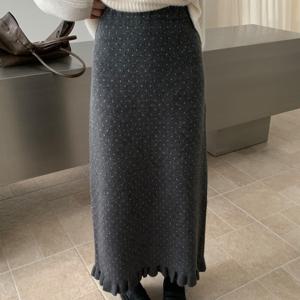 TEMU 가을 겨울 분위기 여성용 대형 슬리밍 폴카 도트 버섯 스커트 한국식 힙커버링 A라인 롱 스커트