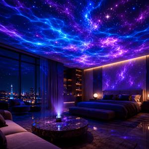 TEMU 리모컨 포함 오로라 프로젝터 - RGB LED 북극광 프로젝터, USB 전원 휴대용 밝기 조절 가능 별빛 밤 Lamp, 홈 시어터, 파티, 결혼식용; 천장/벽면 투사, 타이머, 스마트폰/태블릿 호환
