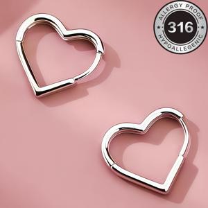 TEMU 316 스테인리스 스틸 저자극성 여성용 하트 모양 귀걸이, 18K 골드 도금 - 착용감이 편안하고 정교하며 활용도 높고 심플하며 스타일리시하며 데일리웨어나 파티에 적합. 하트 모양 여성용 드롭 귀걸이, 주얼리 액세서리, 여성을 위한 발렌타인데이 선물