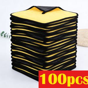 100개입 30Cm X 30Cm 대형 사이즈 극세사 차량 청소 천, 뛰어난 흡수력, 스크래치 방지, 빠른 건조, 노란색 및 검은색 타월 (자동차, , 보트, 가정용 뷰티 케어, 자동차 디테일링, 차량 관리 필수품, 쌓을 수 있는 디스플레이)