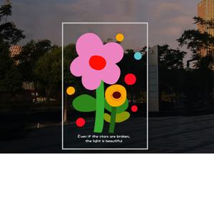 전체 창문 유리문 및 창문 스티커 1개, 봄/여름 정전기 흡착 거실 발코니 쇼핑몰 상점 꽃문 스티커 창문 꽃문 스티커 레이아웃 장식 스티커 PET 정전기 흡착 유리 필름