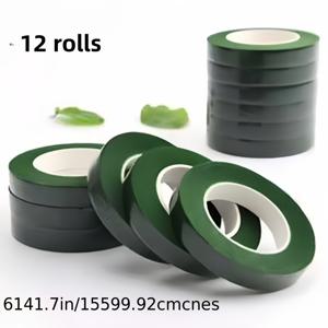TEMU 12롤 총 6141인치 녹색 자체 접착 트위스팅 플로럴 테이프, 조화 및 식물용, 가정용 플로럴 어레인지먼트 및 부케, 웨딩 플라워, 플로럴 장식, 휴대용 부케, 사용하기 편리함