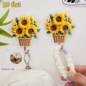 2D 평면 아크릴 보조 후크 2개 세트 - 밝은 꽃다발 패턴, 주방 및 침실 장식에 적합, 키체인, 작은 수건, 목욕 볼 및 기타 물품 걸이 및 보관 가능, 장식 매칭에 완벽, 다용도 후크