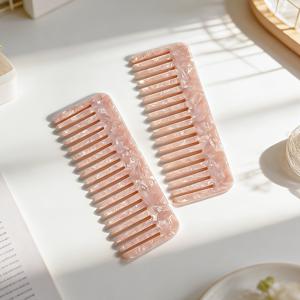 TEMU 2개입 핑크 와이드 톱니 헤어 콤 아세테이트 레진 광택 헤어 콤, 젖은 머리 및 건조한 머리에 적합, 남녀 공용, 휴대하기 편리하고 콤팩트