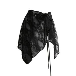 비정형 디자인 레이스 시폰 스커트, 활용도 높은 묶는 디자인 펜슬 스커트