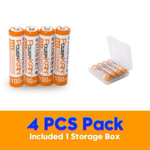 TEMU POWERKAN AAA 충전식 배터리 (4개입) - 1100mAh 고용량, 1.2V Ni-MH 배터리 및 보관 케이스 포함 | 가정 및 상업용 장시간 사용