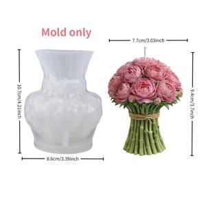 미니 모란 부케 캔들 실리콘 몰드, 클레이 몰드, 3D 플로럴 디자인, 섬세한 레이어 및 투명한 질감, 캔들, 레진, 석고, 시멘트 수제 웨딩 테이블 장식, 신혼부부 선물, 기념일 로맨틱 장식 제작 몰드