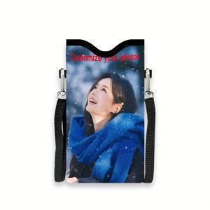TEMU 1개 맞춤형 사진 여성 패션 인조 가죽 휴대폰 가방, 빨간 머리 여성 프린트 크로스백 휴대폰 가방, 조절 가능한 어깨 스트랩 포함 - 스타일리시한 핸드백, 트렌디한 스타일에 적합