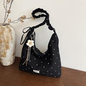TEMU 여성용 폴카 도트 프린트 플리츠 디자인 크로스백, 부드러운 원단의 대용량, 심플하고 산뜻한 스타일, 일상 출퇴근, 쇼핑, 여행용으로 적합, 은은하고 활용도 높은 디자인, 세 가지 색상 중 선택 가능
