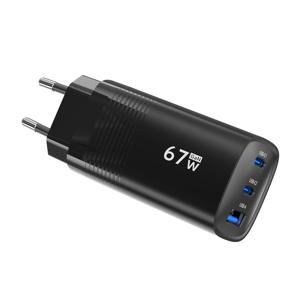 TEMU 65/67W GaN 고속 충전 벽면 충전기, 3포트 PD3.0 QC3.0 소형 휴대용 전원 어댑터, , iPhone 17/16/15 Pro Max, Galaxy S24/S23, iPad, 노트북과 호환