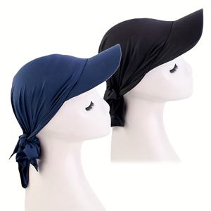2개 세트, 챙 있는 야구 모자, 터번 스카프 모자, 묶는 스타일 야구 모자, 리본 햇빛 가리개 모자