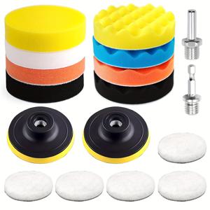 80/125/150mm 광택 스펀지 패드, 17pcs 광택 세트, 광택 부착물, 앵글 그라인더, 광택 스펀지, 차량 광택기용 광택 패드