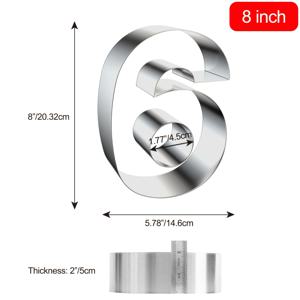 TEMU 디지털 스테인리스 스틸 비스킷 케이크 팬, 케이크 장식, 봉탕 쿠키 커터 베이킹 도구 - 8 INCH
