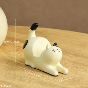 TEMU 스트레칭하는 고양이 피규어, 얼룩고양이 휴대폰 거치대, 책상 장식, 게으른 연속 시청을 위한 창의적이고 실용적인 제품