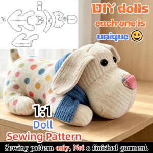 TEMU 재봉 용지 패턴: 30Cm 강아지 봉제 인형. 다양한 사이즈 디자인, 다양한 봉제 크기 맞춤, 1:1 비율 실제 물체 용지 절단 템플릿, 쉬운 난이도