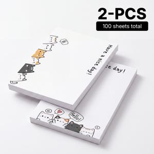 TEMU 플래너용 카와이 고양이 포스트잇 2개 세트, 