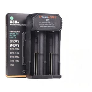 TEMU POWERKAN 듀얼 슬롯 고속 충전기 (LED 디스플레이 포함) - 18650 21700 26650 26800 충전식 배터리 및 USB-C 포트와 호환되는 범용 3.7V 리튬 이온 배터리 충전기