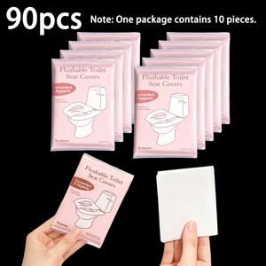 90개 휴대용 변기 시트 커버 일회용 변기 시트 라이너 - 여행 및 호텔 휴대용 변기 시트 패드, 간편한 휴대를 위해 개별 포장, 대부분의 변기에 적합. 공공 화장실, 비행기용 범용 휴대용 위생 제품