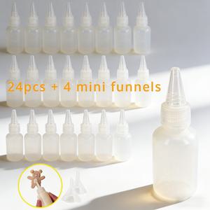 12개/24개 플라스틱 스퀴즈 병, 측정 1oz 미니 깔때기가 있는 빈 병, 아트 크래프트 장식용품, 크래프트 로션 파티 용품