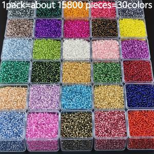 15800개 2mm 은색 실링 유리 시드 비즈, 여름 우정 특별 30가지 색상, S, 목걸이, 귀걸이 및 공예 비즈 장식, 주얼리 제작 용품