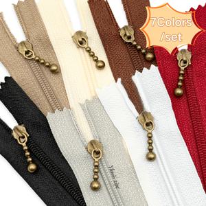 핸드백 수제 제작용 혼합 색상 나일론 지퍼 7개, 다양한 색상 및 사이즈, 지퍼 재킷, 의류, 청바지, 스커트, 공예품 등에 적합, 재봉 용품 및 액세서리