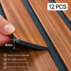 TEMU 12개입 두꺼운 PVC 펠앤스틱 나뭇결 3D 벽 패널 - 각 패널 크기 19.7인치 × 9.85인치, 방수 기능, 간편한 세척 및 설치, 거실, 침실, 주방, 욕실 및 기타 벽면에 적합