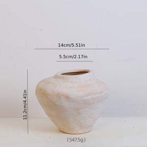 TEMU 와비-사비 스타일 오프화이트 거친 도자기 얼룩 무늬 세라믹 꽃병, 빈티지 질감 일본 스타일 점토 화병, 거실 테이블 장식품