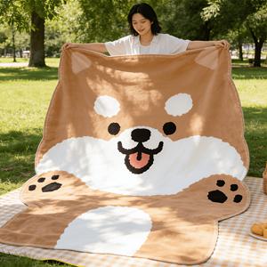 귀여운 시바견 모양 노블티 담요 1개, 부드러운 플란넬 만화 강아지 패턴 담요, 편안하고 부드러운 낮잠 담요, 소파, 침대, 사무실용, 귀여운 반려동물 장식용 담요, 반려동물 애호가를 위한 완벽한 선물