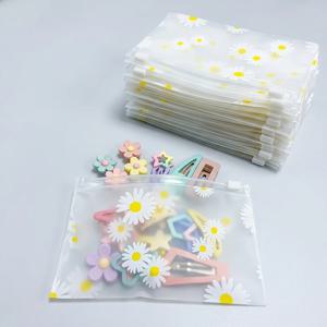TEMU 18개 데이지 패턴 프로스트 플라스틱 지퍼백 재사용 가능한 투명 보관 파우치 (화장품, 주얼리, 헤어 액세서리, 사무용품, 공예품, 문구류 정리용)