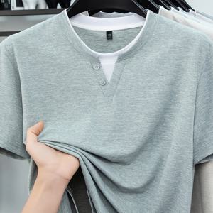 TEMU [Sashui OBM] 봄 여름 신상 남성 폴로 셔츠, 투피스 V넥 및 라운드넥 반팔 티셔츠 남성 비즈니스 캐주얼 패션 통기성 다용도 니트 풀오버 베이스 레이어 탑, 봄 여름 단독 착용 또는 안감 레이어로 적합