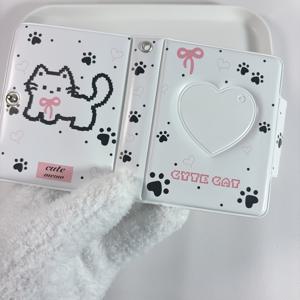 TEMU 1개 3인치 사진 앨범 1 팰리스 그리드 20개 포켓, 양면 사진 정리, 사진 40개 수납 가능, 최대 수납 용량 9.3 X 6.6 Cm 사진, 만화 손 그림 고양이 속이 빈 사진 앨범, 휴대용 사진 앨범, 별 추적 사진 앨범