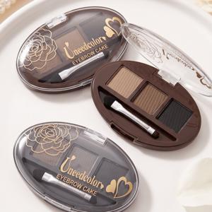 TEMU 눈썹 아이브로우 케익 섀도우 3구 팔레트 Eyebrow Powder 브러쉬 포함