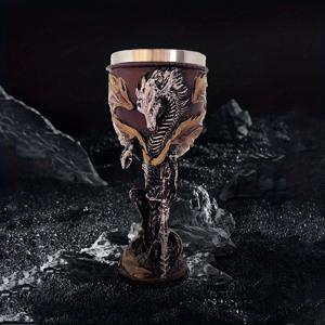 TEMU 200ml 드래곤 소드 컵, 고딕 드래곤 소드 디자인의 중세 테마 레진 및 스테인리스 스틸 샴페인 고블렛, 칵테일, 보드카 및 바, 클럽 또는 홈 데코 파티에 적합