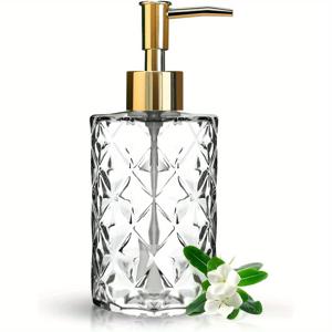 1/2 개의 유리 비누 디스펜서 팩, 350ml/11oz. 투명한 유리 로션 펌프 비누 디스펜서, 디자인 재사용 가능한 주방 식기 비누, 샤워 젤, 샴푸 및 손세척 디스펜서