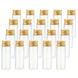 TEMU 20개 15ml 플라스틱 병, 투명 샘플 소형 병, 골드 알루미늄 스크류 캡이 있는 소형 장식용 공예 병, 에센셜 오일 액체 파우더 주얼리용