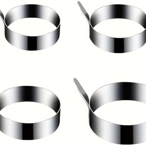 TEMU 4-팩 스테인리스 스틸 계란 링, 달걀 튀기거나 모양 만들기에 사용되는 논스틱 몰드, 내구성이 뛰어나고 청소하기 쉬운 주방 액세서리, 할로윈 및 크리스마스용