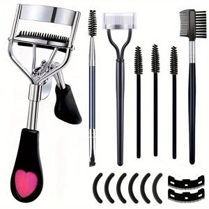 속눈썹 및 눈썹 케어 세트 15종, 빗이 있는 속눈썹 정리기 1개, 마스카라 분리기 1개, 마스카라 브러시 3개, 경사진 눈썹 브러시 1개, 눈썹 빗 1개, 교체용 빗 2개, 속눈썹 및 눈썹용 교체용 패드 6개, 여성을 위한 크리스마스 선물