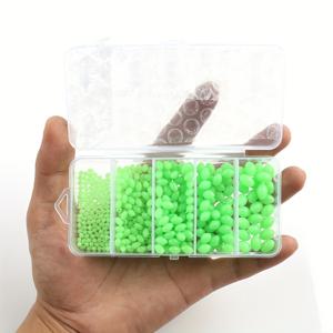TEMU 야광 낚시 구슬 400개 세트, PVC 형광 녹색 구형 플로트, 야간 낚시용, 소프트 베이트 및 릴 플로트 액세서리