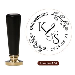 TEMU 맞춤형 왁스 씰 스탬프 1세트 (손잡이+2.5Cm/0.98In 왁스 씰 스탬프 헤드 포함), 분리 가능한 황동, 봉투 밀봉, 선물 포장 및 결혼식 초대장용 개인 맞춤 왁스 씰
