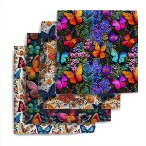 TEMU 19.68X17.7인치 (50X45cm) 나비 꽃이 있는 3D 자수 모조와 디지털 프린트가 특징인 4개 세트입니다. 이 재단된 퀼팅 원단 번들은 패치워크 및 다양한 공예 프로젝트에 적합한 폴리에스터 퀼팅 사각형을 포함합니다.