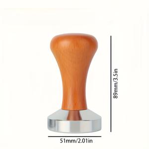 TEMU 51mm/53mm/58mm 나무 손잡이 스테인리스 스틸 파우더 프레스 커피 도구, 스테인리스 스틸 솔리드 파우더 프레스 해머, 커피 모조, 텀퍼