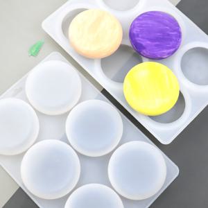 TEMU 6구 라운드 실리콘 케이크 몰드 DIY 창의적인 향초 몰드, 순수 수제 비누 몰드, 라운드 수제 에센셜 오일 비누 및 케이크 베이킹, 식품 공급 장비, DIY 아로마테라피 석고 공예에 적합, 내구성 있는 실리콘 소재, 가정용 주방/DIY 애호가용