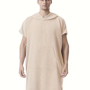 무타오 변신 타월 가운, 흡수력 좋은 후드 서핑 폰초, 수영 서핑 수상 활동용 앞주머니 포함, 프리사이즈 S/M/L/XL/XXL 사이즈 및 키 160~190cm 적합