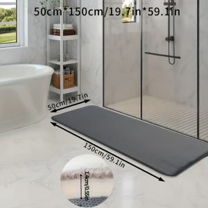 TEMU 1개 메모리 폼 욕실 매트, 단색 엠보싱 샤워 러그, 빠른 흡수 및 세탁 가능한 두꺼운 부드러운 쇼어 패드, 욕실 액세서리, 주방용 매트, 침실, 실내 매트