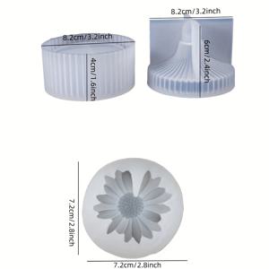TEMU 3pcs DIY 드롭 스토리지 박스 몰드 세트, 라운드 데이지 아로마테라피 플라스터 실리콘 몰드 & 데이지 캔들 만들기 키트