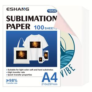 TEMU A4 100매 서블리메이션 용지 열전사지, 8.3x11.7인치, 모든 잉크젯 프린터용, 머그컵, 티셔츠, 가벼운 원단 DIY용 서블리메이션 잉크 포함, 105gsm