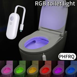 PHFRQ-RGB 모션 감지 LED 변기등, 멀티 컬러 조절 욕실 야간 조명, USB 충전, 간편한 설치, 욕실, 계단, 옷장 및 침실 복도 및 변기 조명 및 장식에 적합
