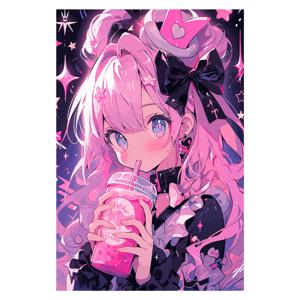 TEMU 2D 플랫, 2D 플랫, 핑크색 머리의 애니메이션 소녀를 특징으로 하는 프레임리스 벽걸이 액자. 바, 클럽, 카페, 레스토랑, 볼링장, 호텔, 가정, 사무실 및 침실의 장식에 적합하며 크기는 12X18인치입니다.
